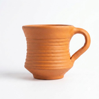 Terracotta Coffee Cup — Handmade Clay Cup with Flared Ribbed Neck