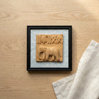 Terracotta Elephant Seal Wall Plaque — Framed Clay Folk Art Relief