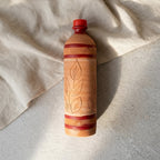 Terra Earth Elixir — Handmade Terracotta Water Bottle with Leaf Carving