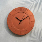 Terracotta Round Wall Clock — Minimalist Tick Marks, No Numbers