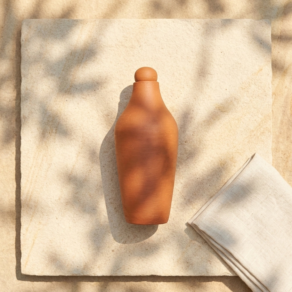 Terra Earth Elixir — Handmade Terracotta Water Bottle 1000ml