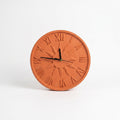 Terracotta Wall Clock — Round Clay Clock with Roman Numerals & Sun Motif