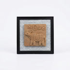 Terracotta Rhinoceros Wall Plaque — Framed Indus Valley Relief Art