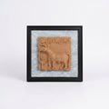 Terracotta Unicorn Wall Plaque — Framed Indus Valley One-Horned Bull Art