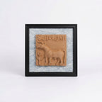 Terracotta Unicorn Wall Plaque — Framed Indus Valley One-Horned Bull Art