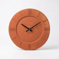 Terracotta Round Wall Clock — Minimalist Tick Marks, No Numbers