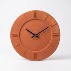 Terracotta Round Wall Clock — Minimalist Tick Marks, No Numbers