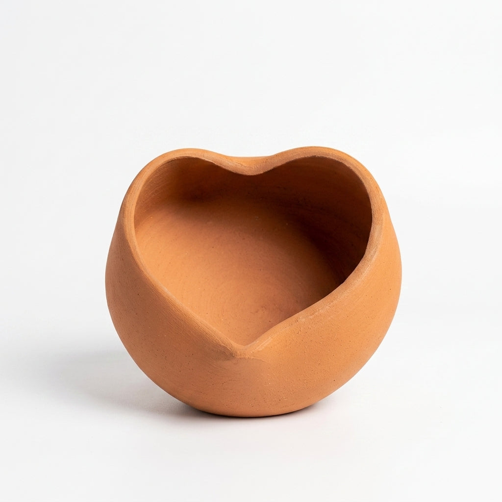 Terracotta Heart Shape Flower Pot — Handmade Clay Planter