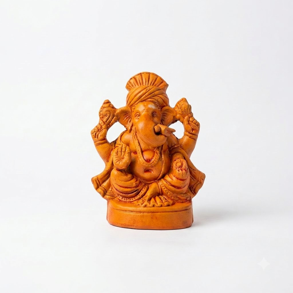 Terracotta Ganesha Idol — Handcrafted Clay Statue with Hand-Painted Finish