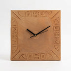 Terracotta Wall Clock — Handcrafted Clay Clock with Ancient Indus Script Border