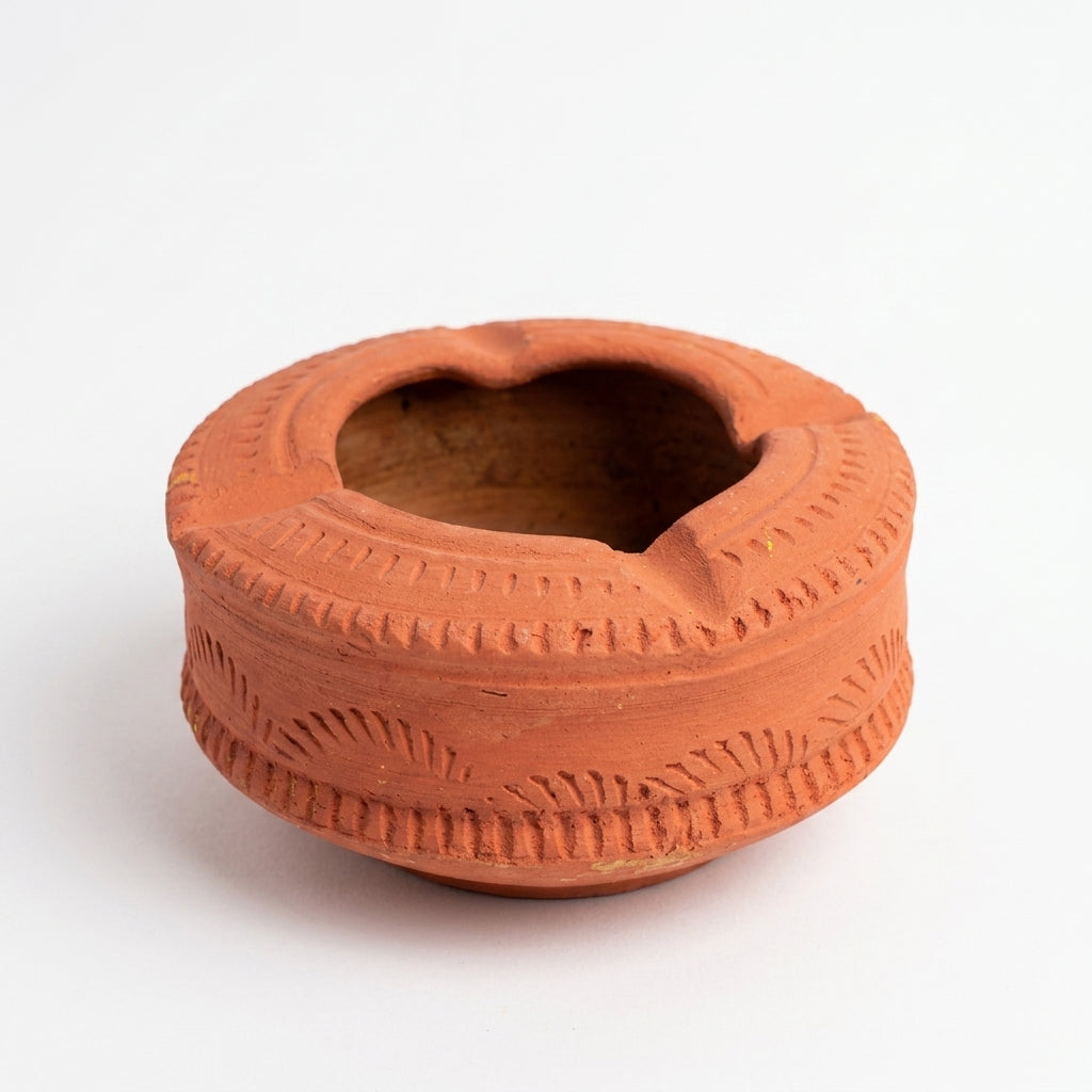 Terracotta Burnished Basin — Handcrafted Clay Ash Tray