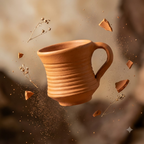 Terracotta Coffee Cup — Handmade Clay Cup with Flared Ribbed Neck