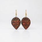 Terracotta Drop Earrings — Filigree Carved Clay Disc with Gold Hooks