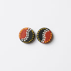 Terracotta Stud Earrings — Hand-Painted Folk Art Clay Studs in Black & Red