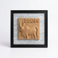 Terracotta Bull Wall Plaque — Framed Indus Valley Script Relief Art