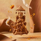 Terracotta Lakshmi Statue — Handcrafted Clay Goddess Lakshmi with Chatri on Elephant