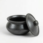 Black Clay Cooking Pot with Lid — Handcrafted Natural Black Pottery
