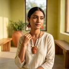 Terracotta Goddess Pendant Necklace — Hand-Sculpted Clay Devi Face