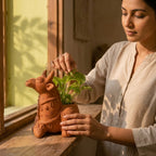 Terracotta Cow Planter — Handcrafted Clay Animal Plant Pot