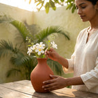 Terra Adobe Grace Vase — Handcrafted Terracotta Decorative Vase
