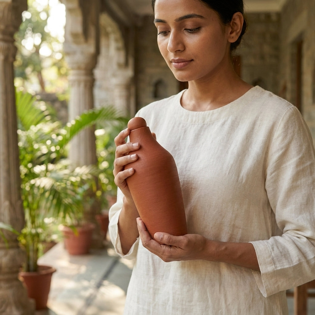 Terra Earth Elixir — Handmade Terracotta Water Bottle 1000ml