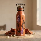 Terracotta Flora Bottle — Handmade Clay Water Bottle 1000ml