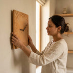 Terracotta Wall Clock — Handcrafted Clay Clock with Ancient Indus Script Border