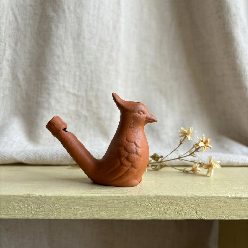 Terracotta Bird Whistle — Handcrafted Clay Bird Figurine & Functional Whistle