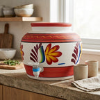 Terracotta Water Pot with Tap — Hand-Painted Matka Dispenser