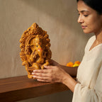 Terracotta Ganesha Statue — Handcrafted Clay Ganesha with Decorative Prabhavali