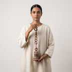 Terracotta Hanging Bulb Holder — Hand-Carved Clay Pendant with Chain & S-Hook