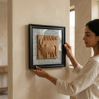 Terracotta Bull Wall Plaque — Framed Indus Valley Script Relief Art