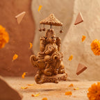 Terracotta Lakshmi Statue — Handcrafted Clay Goddess Lakshmi with Chatri on Elephant