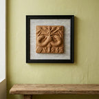 Terracotta Twin Deer Wall Plaque — Framed Indian Folk Art Relief