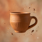 Terracotta Coffee Cup — Handmade Clay Cup with Fluted Body