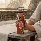 Terracotta Flora Bottle — Handmade Clay Water Bottle 1000ml
