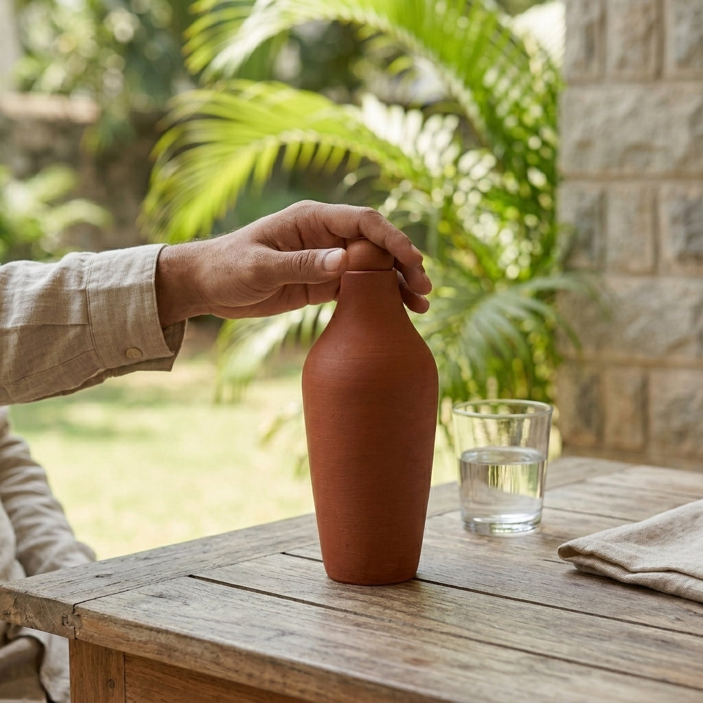 Terra Earth Elixir — Handmade Terracotta Water Bottle 1000ml