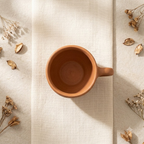 Terracotta Coffee Cup — Handmade Clay Cup with Fluted Body