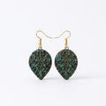 Terracotta Drop Earrings — Filigree Carved Clay Disc with Gold Hooks